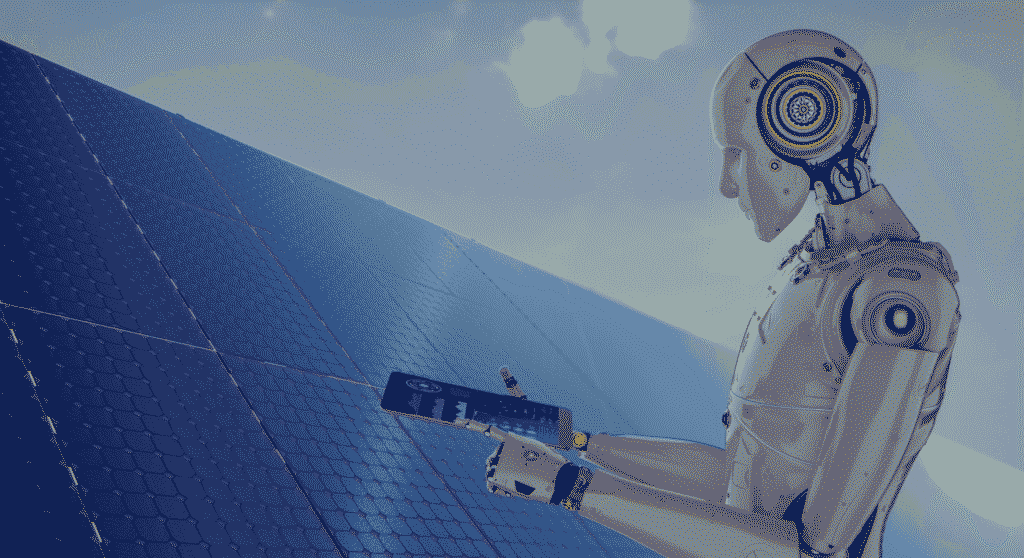 infysion ai-driven autonomous inspection system for wind & solar farms 27 smart-energy-concept-3d-rendering-robot-work-with-solar-panel